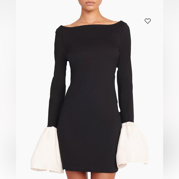 NWT - Staud HAWTHORNE DRESS BLACK IVORY (M) - Picture 2 of 13